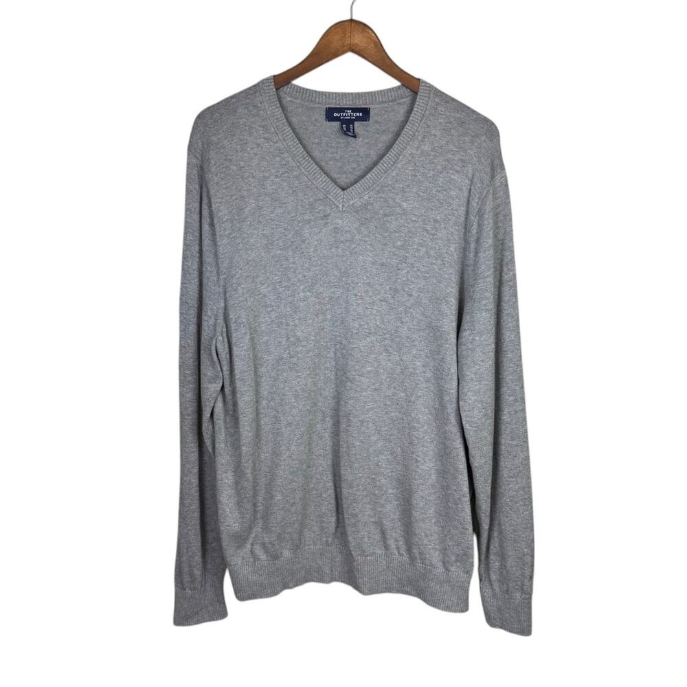 Lands' End The Outfitters Gray V-neck Long Sleeve Pullover Classic Knit Sweater